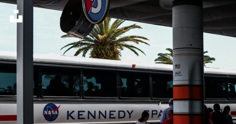 White and red bus traveling on a Florida road